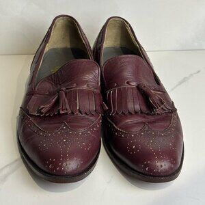 Polo Men Leather Kiltie Tassel Wingtip Slip Loafers Shoes Burgundy Size 9